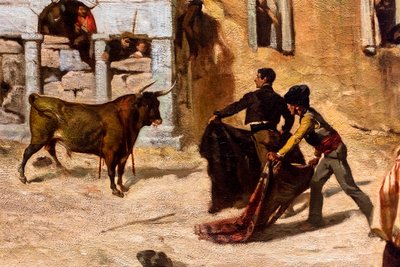 Kampen om novillos, detalje af Alfred Dehodencq