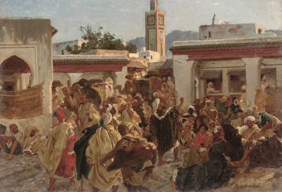 Marokkansk gadescene (olie på lærred) af Alfred Dehodencq