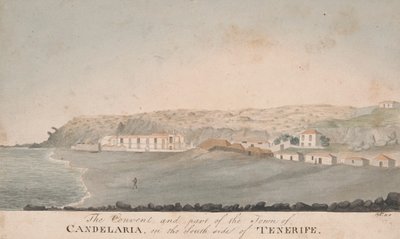 Klosteret og en del af byen Candelaria, på den sydlige side af Tenerife af Alfred Diston