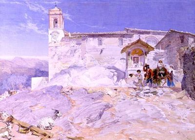 Sta Rocco, Olevano (akvarel på papir) af Alfred Downing Fripp