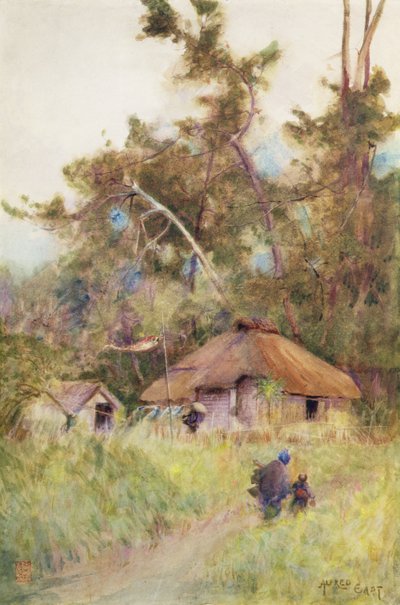 A Stormy Day in Japan, ca. 1889 (akvarel på papir) af Alfred East
