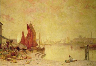 En venetiansk kaj af Alfred East