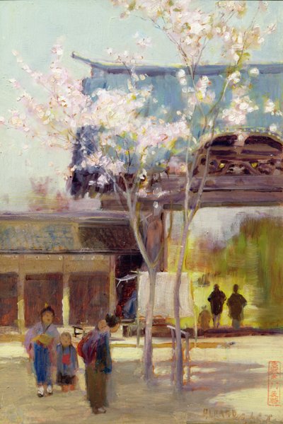 Cherry Trees at the Sammon, ca. 1889 (olie på panel) af Alfred East