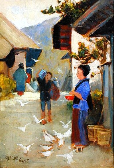Village on the To-kai-do, ca. 1889 (olie på panel) af Alfred East