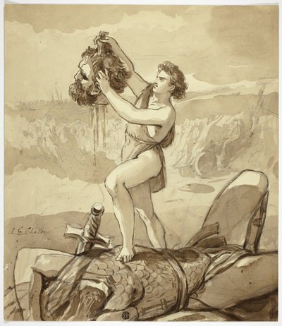 David og Goliat af Alfred Edward Chalon