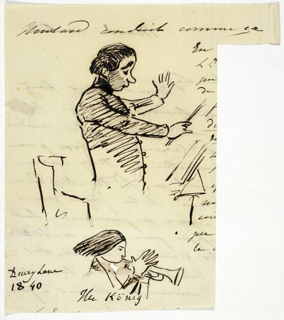 Skitser af dirigent og trompetist af Alfred Edward Chalon
