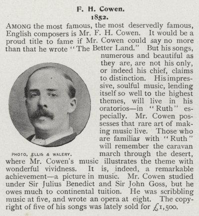 Frederic Hymen Cowen, britisk pianist, dirigent og komponist (s/h foto) af Alfred Ellis and Walery