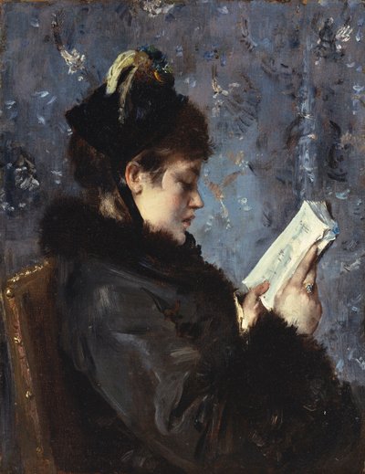 Et portræt af Madame Brizat fra Comedie Francaise (olie på lærred) af Alfred Emile Stevens