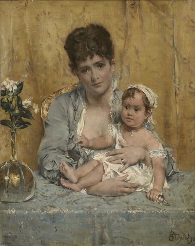 Mor og barn, ca. 1875-80 af Alfred Emile Stevens