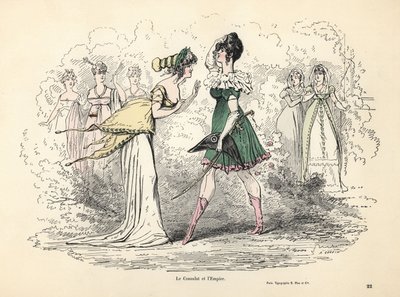 Karikatur af kostumer fra konsulatet og det første imperium, Frankrig af Alfred Grevin