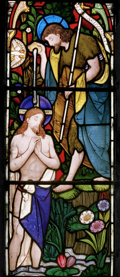 Østvindue detalje, Baptism of Christ, 1866 (farvet glas) af Alfred Hassam