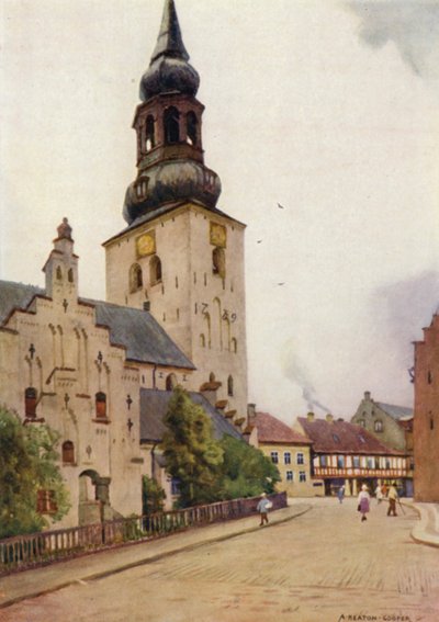 Danmark: Aalborg Domkirke, Nordjylland (farve litho) af Alfred Heaton Cooper