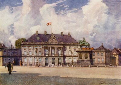 Danmark: København, Amalienborg Slot (farve litho) af Alfred Heaton Cooper