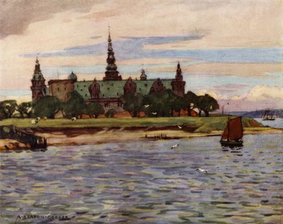 Denmark: Helsingor, Kronborg Castle (colour litho) af Alfred Heaton Cooper