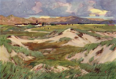 Danmark: Kandestederne, En primitiv Hamlet i Nordjylland (farve litho) af Alfred Heaton Cooper