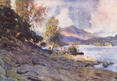 Lake District: Ved bredden af Derwentwater (farvelitografi) af Alfred Heaton Cooper