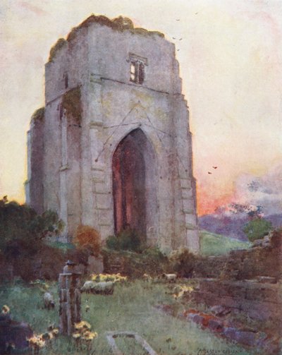 Lake District: Shap Abbey (farvelitografi) af Alfred Heaton Cooper