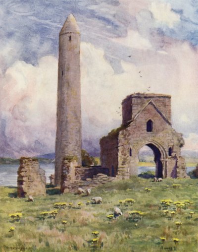 The Round Tower and Abbey, Devenish Isle af Alfred Heaton Cooper