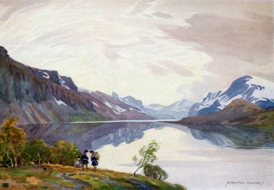 Udsigt fra turiststation, Saltoluokta, Lapland af Alfred Heaton Cooper