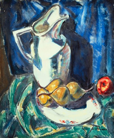 Stilleben med hvid kande og frugt, af Alfred Henry Maurer