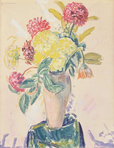 Zinnias, ca.1926 (wc, gouache og kul på papir) af Alfred Henry Maurer