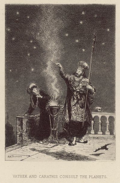 Vathek og Carathis konsulterer planeterne (ætsning) af Alfred Holst Tourrier