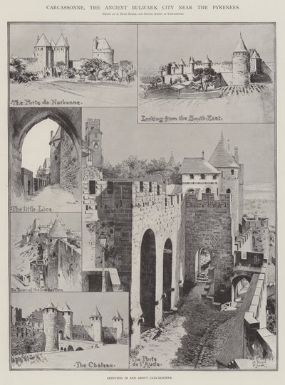 Carcassonne, den gamle bolværksby nær Pyrenæerne af Alfred Hugh Fisher