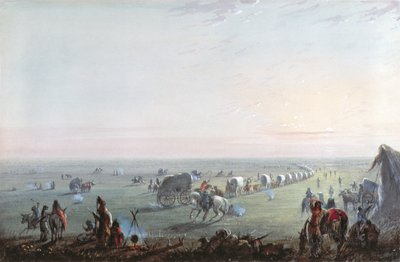 At bryde lejren op ved solopgang, 1837 af Alfred Jacob Miller