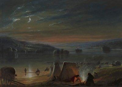 Krydsning af floden: måneskin af Alfred Jacob Miller