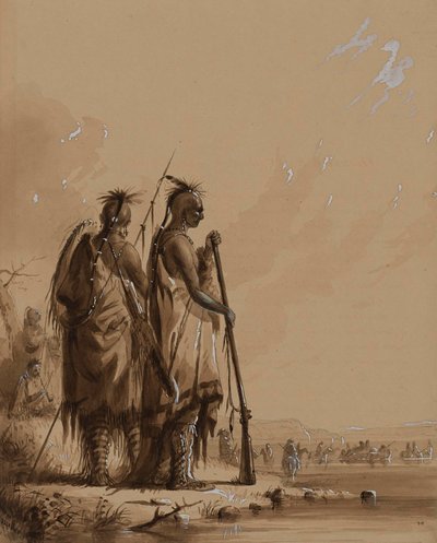 Overgang til Platteflodens nordlige gren af Alfred Jacob Miller
