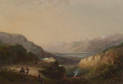 Fjern udsigt over søen (Vindens bjerg) af Alfred Jacob Miller
