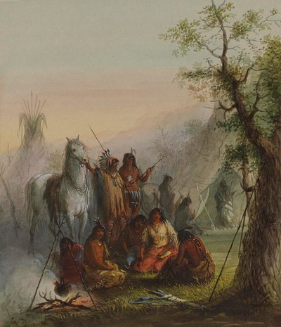 Lejr for indianere af Alfred Jacob Miller