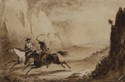 Flugt fra en krigsekspedition af Alfred Jacob Miller