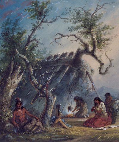 Indiansk hytte af Alfred Jacob Miller