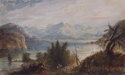 Lake, Wind River Chain of Mountains, ca. 1837 (akvarel på papir) af Alfred Jacob Miller