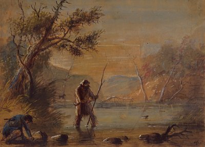 Setting Traps for Beaver, ca. 1837 (blyant, akvarel og gouache på papir) af Alfred Jacob Miller