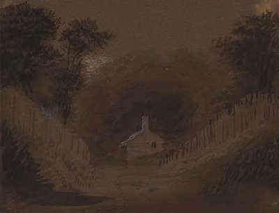 Lille hus blandt træer af Alfred Jacob Miller
