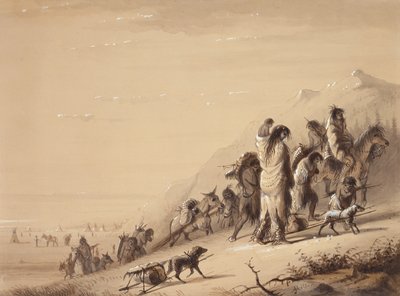 Snake Indians Migrating, ca. 1837 (pen og blæk, vask og gouache på papir) af Alfred Jacob Miller