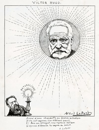 Karikatur af Victor Hugo og Emile Zola., ca. 1875-1880 (gravering) af Alfred Le Petit