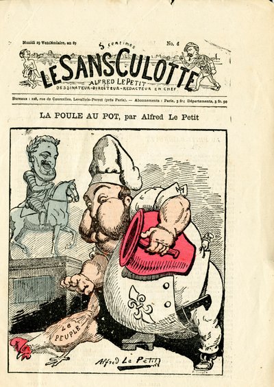 Omslag til ""Le Sans-Panlotte"", nummer 4, Satirisk i farver af Alfred Le Petit