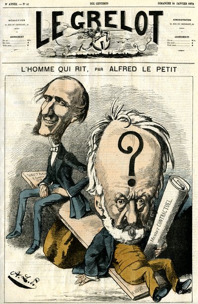 Victor Hugo og Manden der griner. Karikatur af Alfred Le Petit