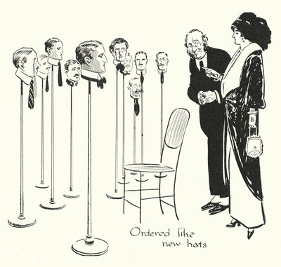 Udvælgelse af mænd som hatte (litografi) af Alfred Leete