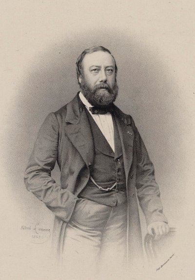 Portræt af komponisten og chansonnieren Gustave Nadaud 1820-1893, 1862. af Alfred Lemoine