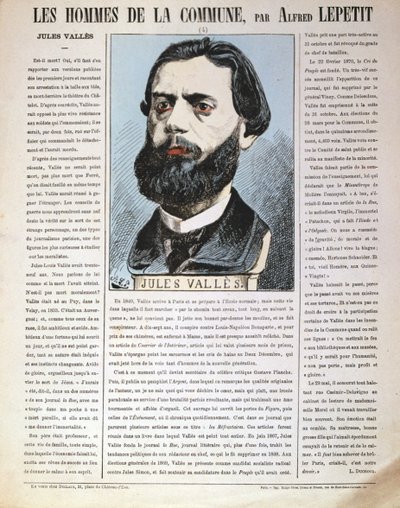 Jules Valles, fransk journalist, forfatter og medlem af Pariserkommunen, 1871 af Alfred Lepetit