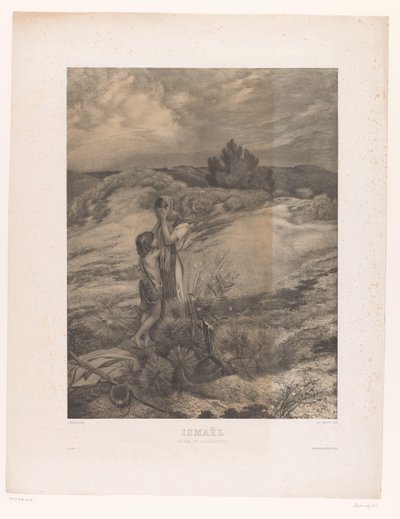 Hagar og Ismael i ørkenen Ismaël (Musée du Luxembourg) (titel på objektet) af Alfred Louis Bahuet