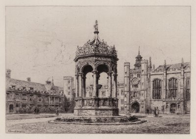 Cambridge: The Great Court of Trinity College (ætsning) af Alfred Louis Brunet Debaines