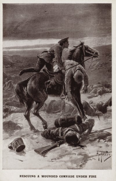 Redning af en såret kammerat under beskydning, Første Verdenskrig af Alfred Pearse
