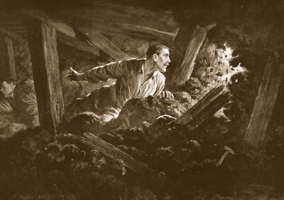 Sapper W. Hackett nægter at efterlade en kammerat, der lå alvorligt såret i et minegalleri af Alfred Pearse