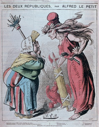 Tegneserie om de to republikker, "" Honnete Republic (1830) og Red Republic (1793)" af Alfred Le Petitty i "" Le Grelot""" 1872 af Alfred Petit