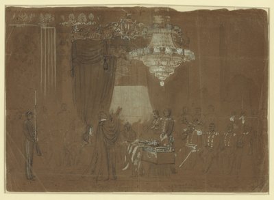 Begravelse over oberst Ellsworth i White House East Room Abstrakt/medium af Alfred R. Waud